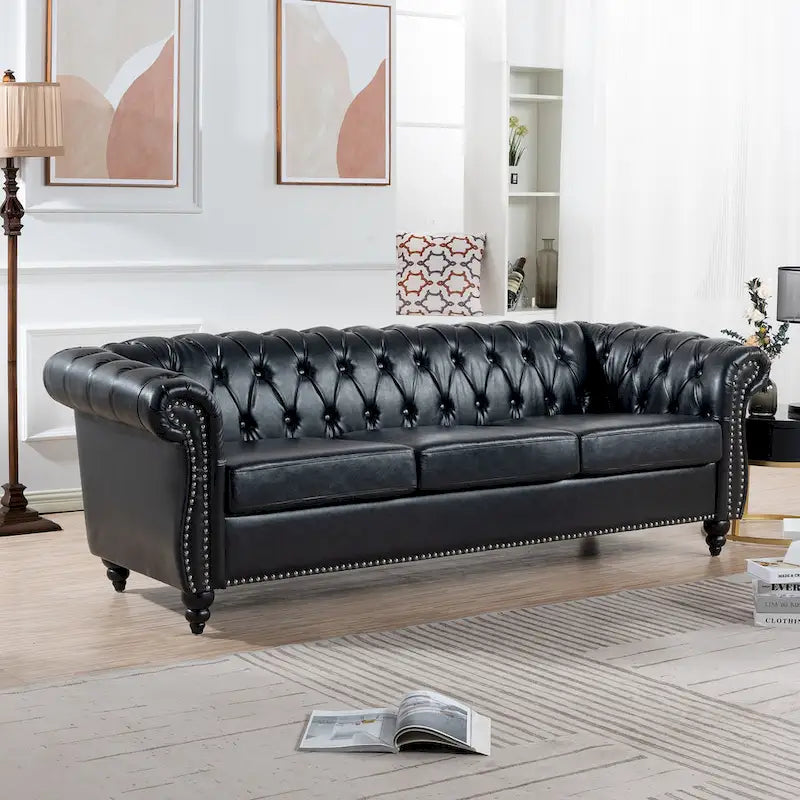 Canapé confortable 3 places avec coussin d’assise à rayures tendance