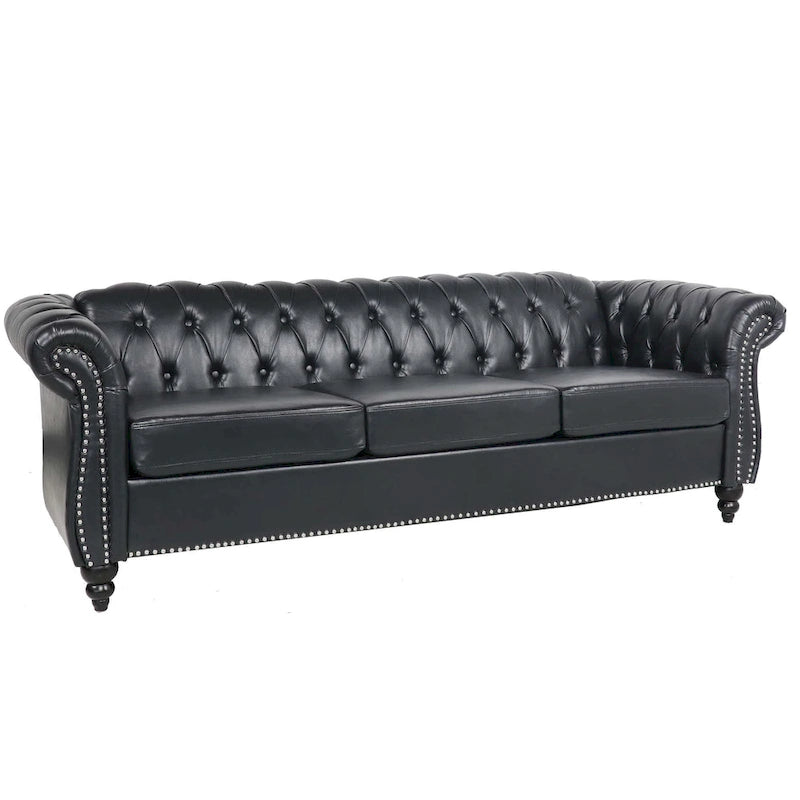 Canapé confortable 3 places avec coussin d’assise à rayures tendance