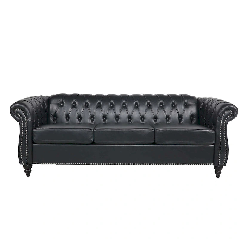 Canapé confortable 3 places avec coussin d’assise à rayures tendance