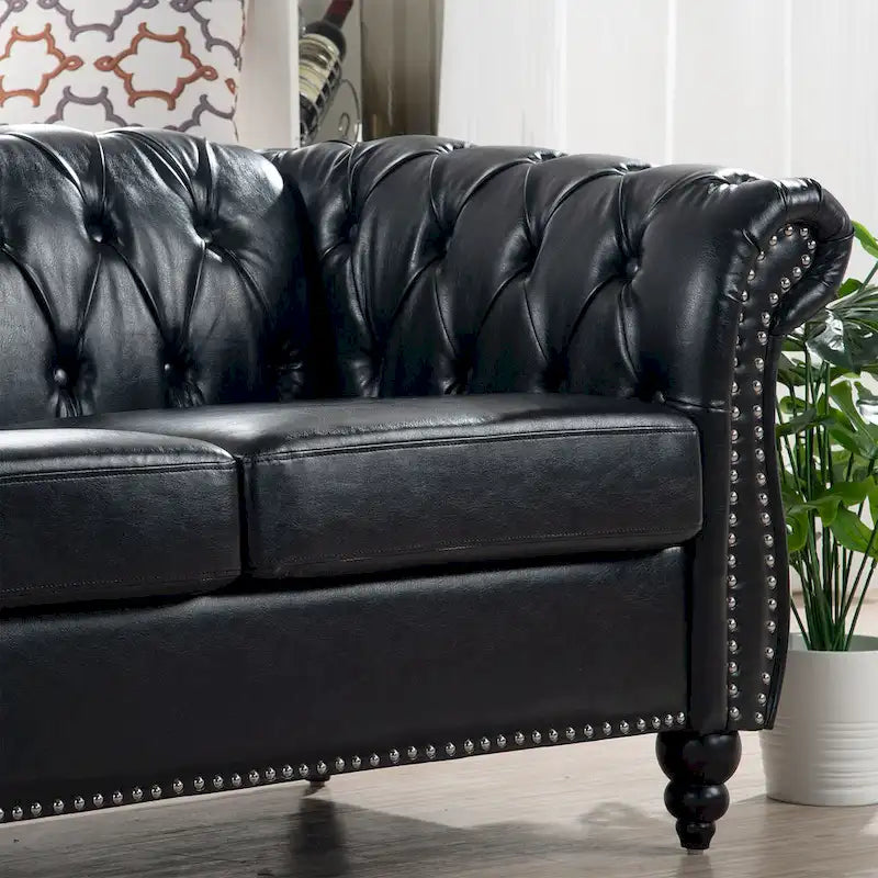 Canapé confortable 3 places avec coussin d’assise à rayures tendance