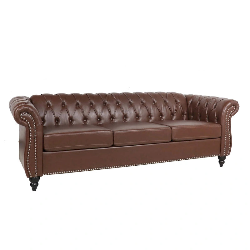 Canapé confortable 3 places avec coussin d’assise à rayures tendance
