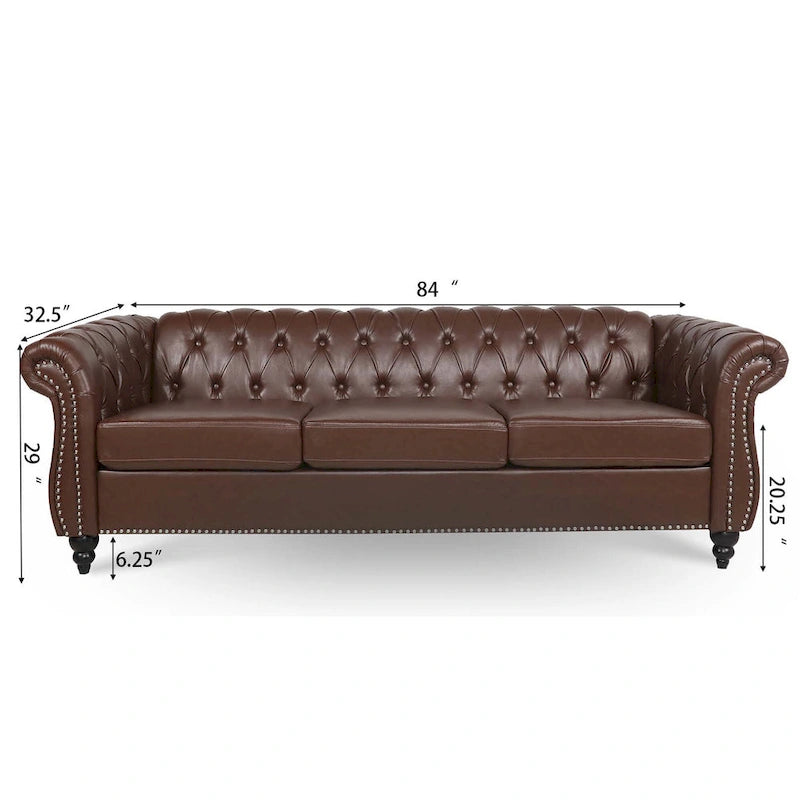 Canapé confortable 3 places avec coussin d’assise à rayures tendance