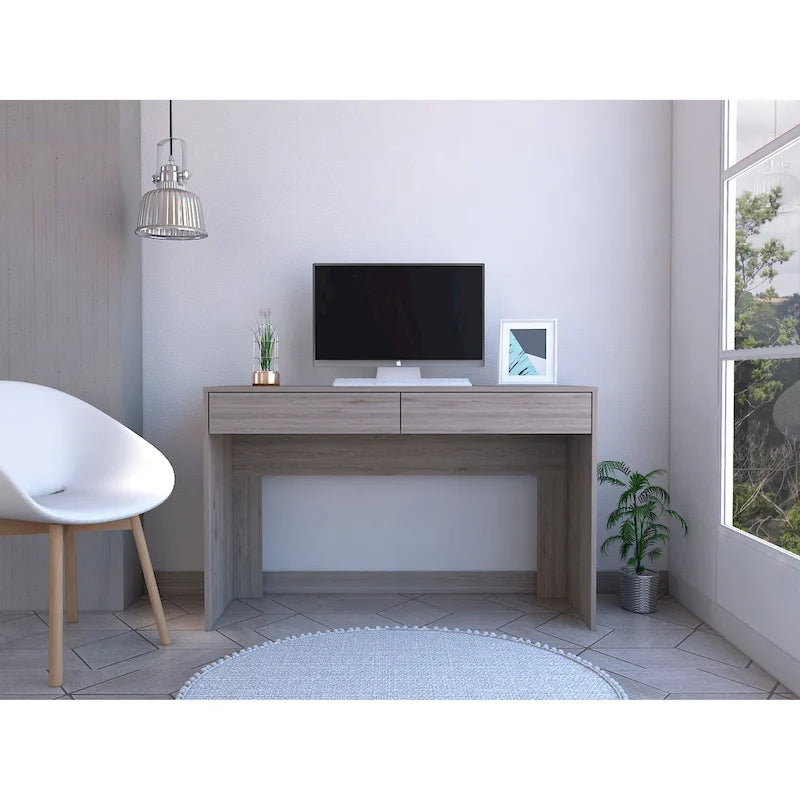 Bureau d’ordinateur à 2 tiroirs sans poignées