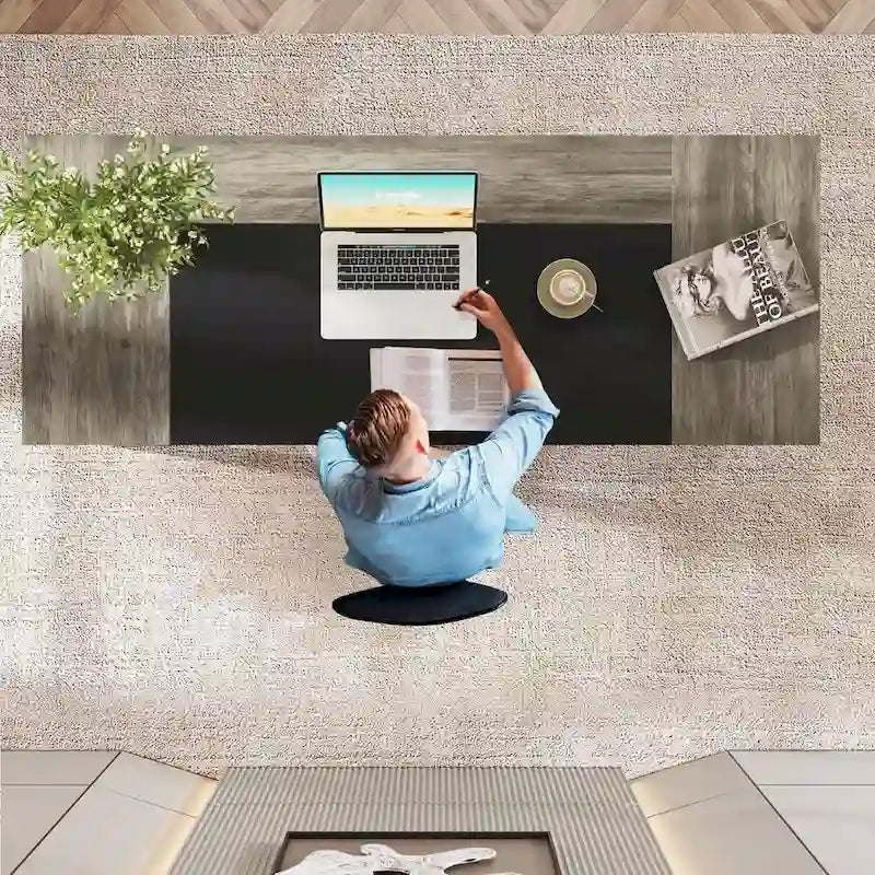 Grand bureau de direction de 63 Inches avec étagères inférieures