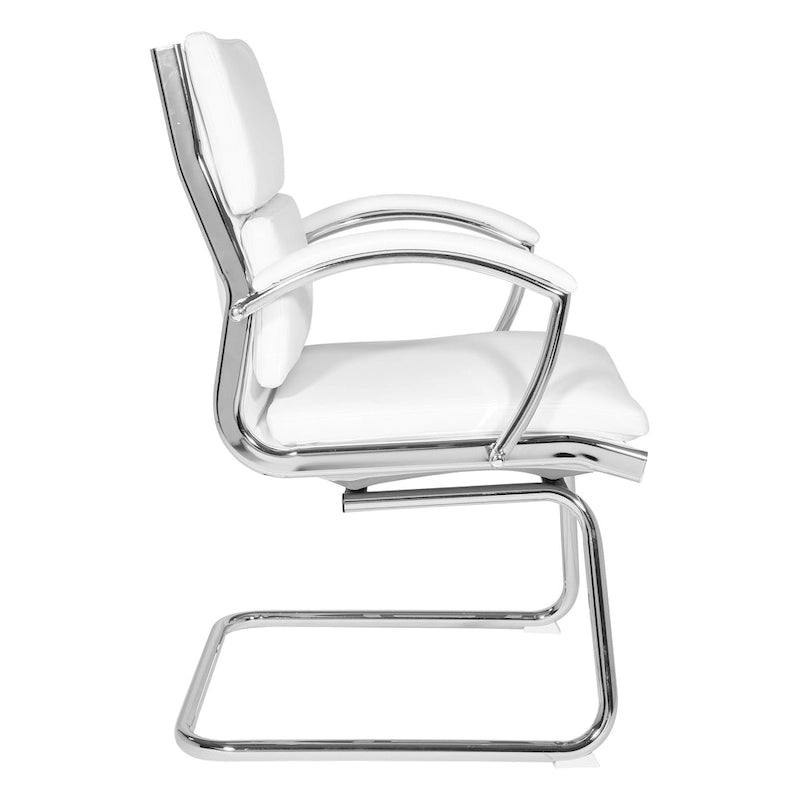 Chaise visiteur en similicuir à dossier mi-hauteur
