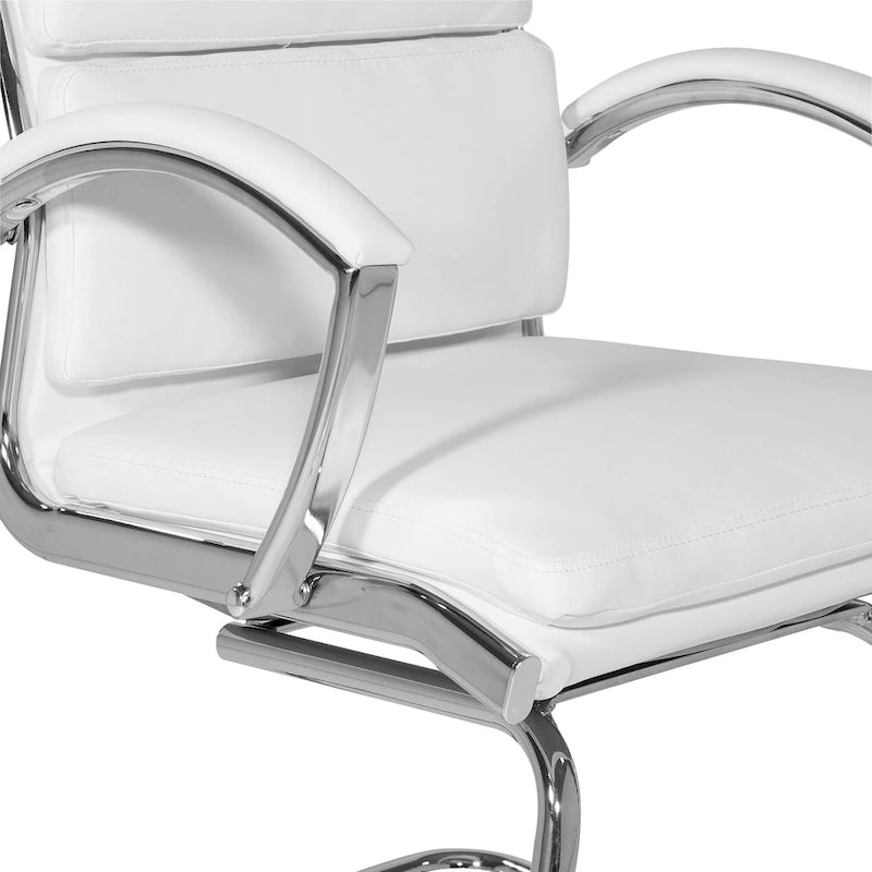 Chaise visiteur en similicuir à dossier mi-hauteur