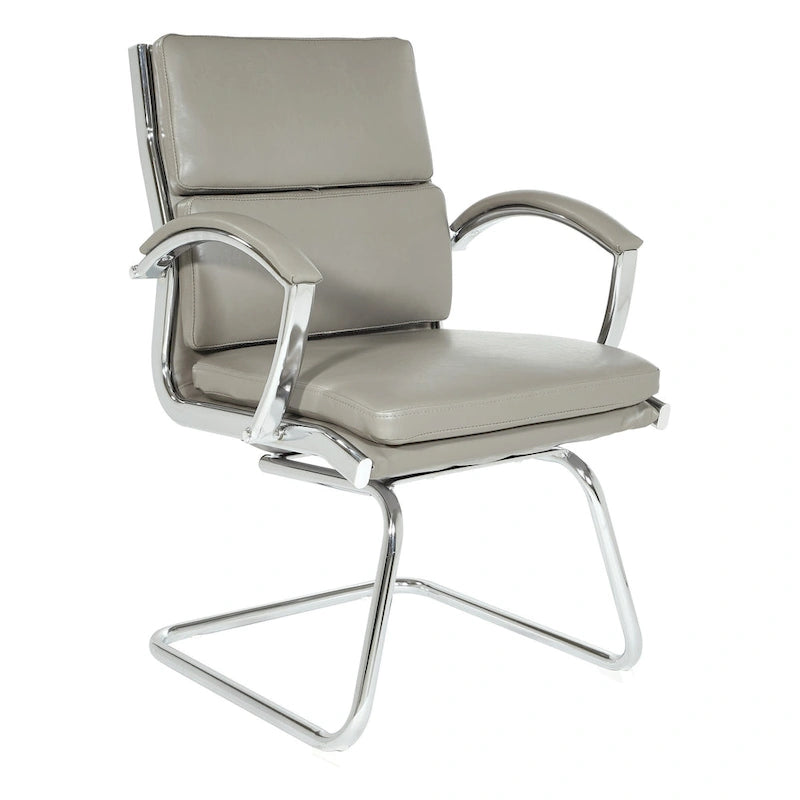 Chaise visiteur en similicuir à dossier mi-hauteur