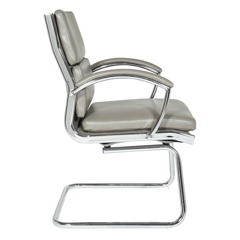 Chaise visiteur en similicuir à dossier mi-hauteur