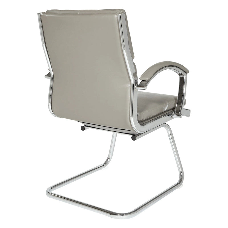 Chaise visiteur en similicuir à dossier mi-hauteur