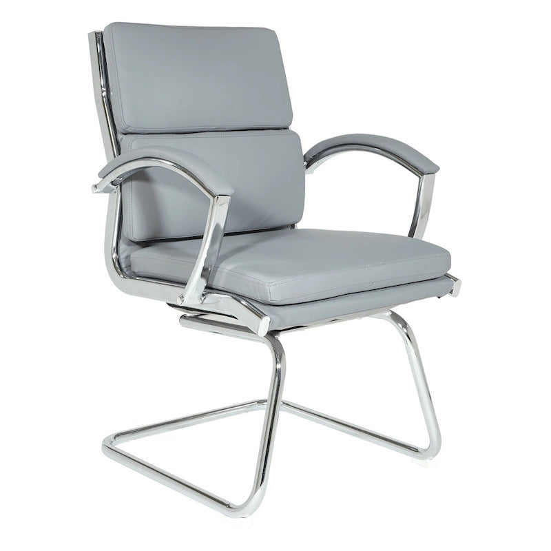 Chaise visiteur en similicuir à dossier mi-hauteur
