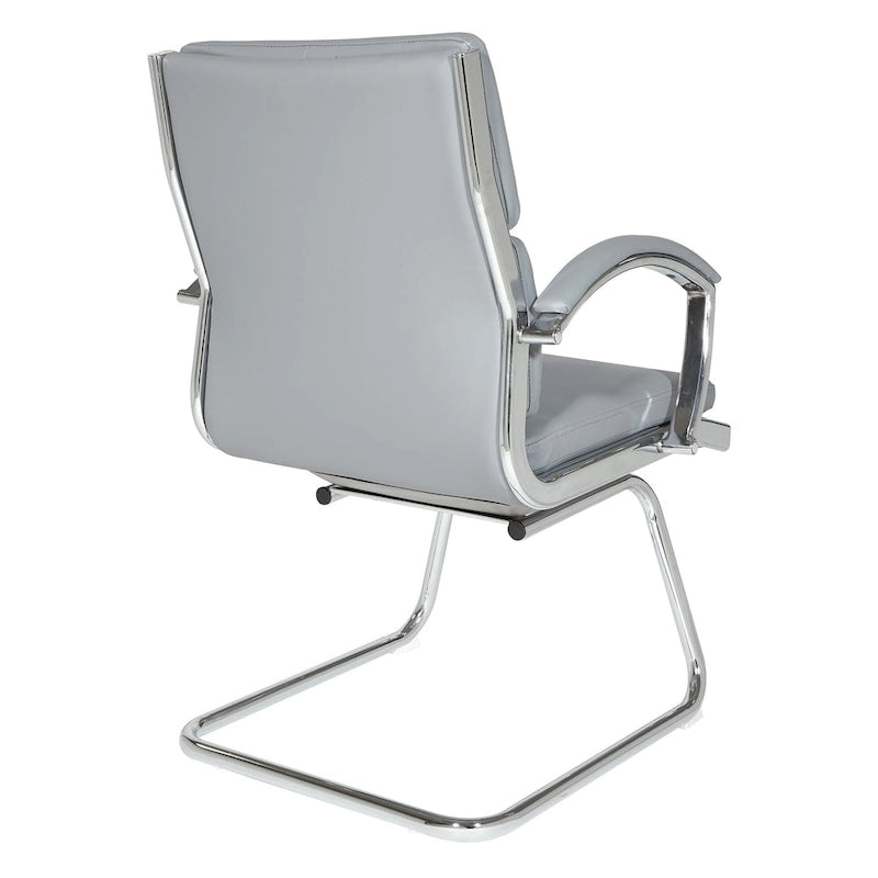 Chaise visiteur en similicuir à dossier mi-hauteur