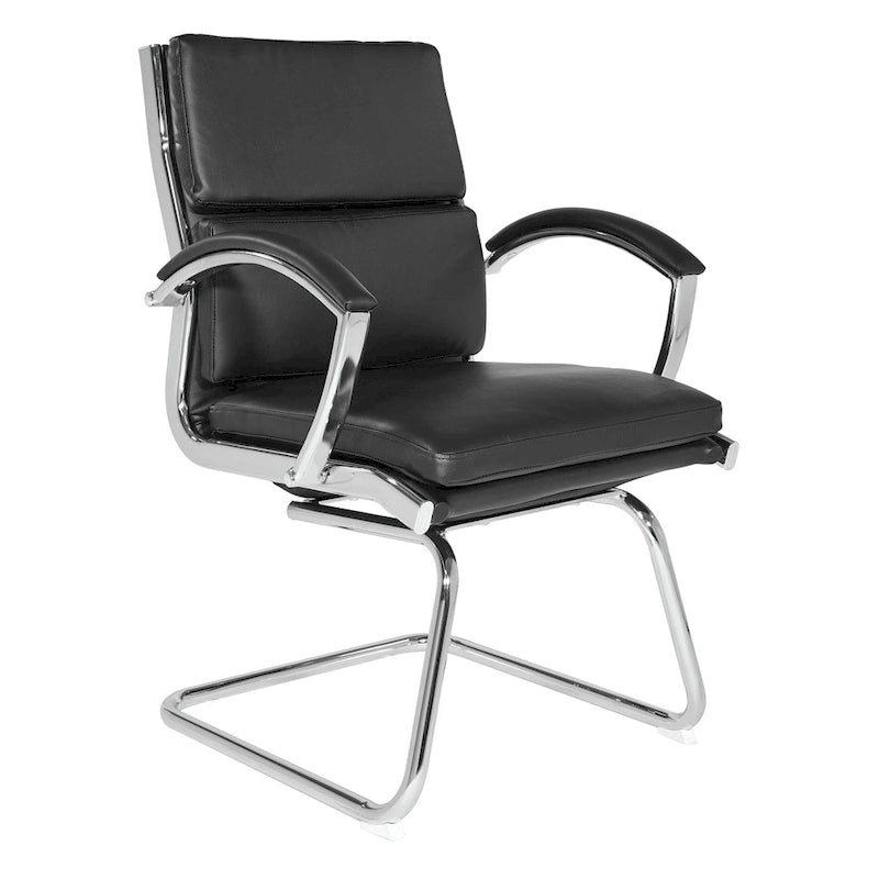 Chaise visiteur en similicuir à dossier mi-hauteur