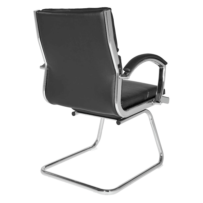 Chaise visiteur en similicuir à dossier mi-hauteur