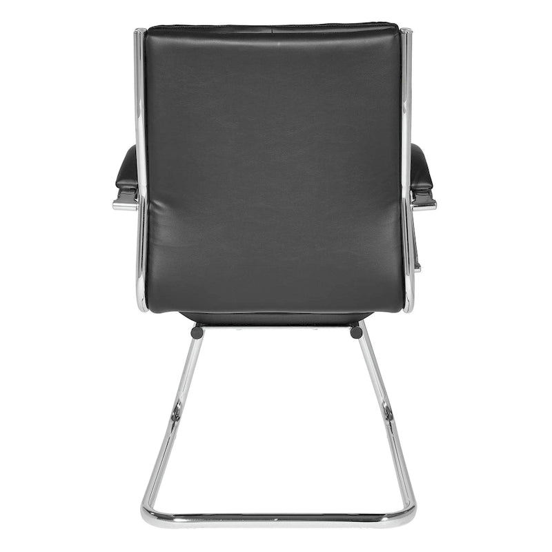 Chaise visiteur en similicuir à dossier mi-hauteur