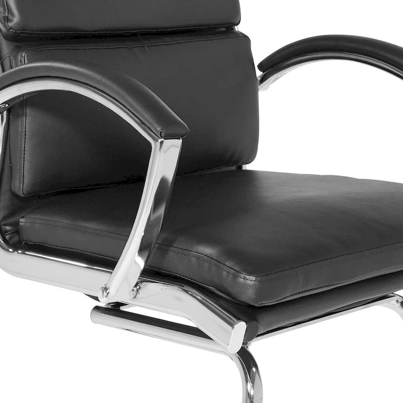 Chaise visiteur en similicuir à dossier mi-hauteur