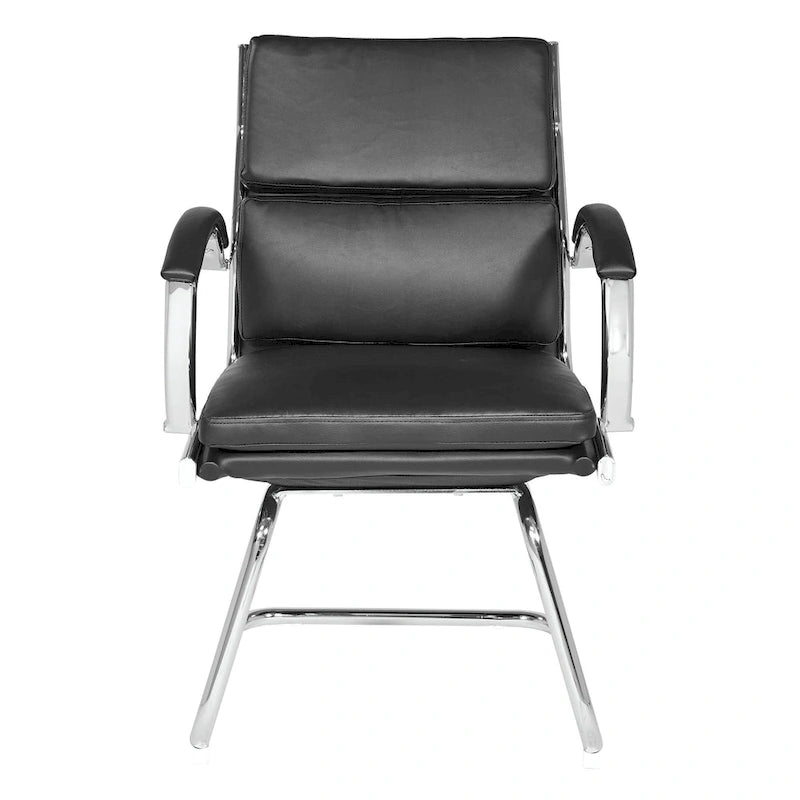 Chaise visiteur en similicuir à dossier mi-hauteur