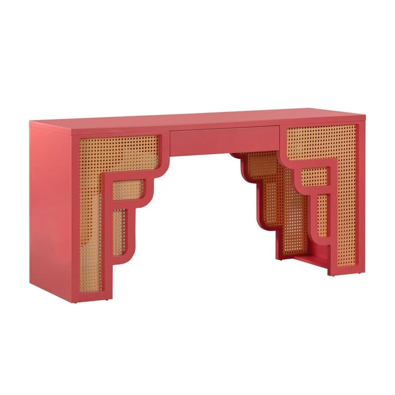 Suzie Wood and Rattan 1 Drawer Desk