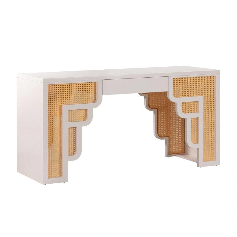 Bureau en rotin tressé avec un tiroir