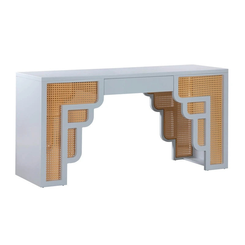 Bureau en rotin tressé avec un tiroir