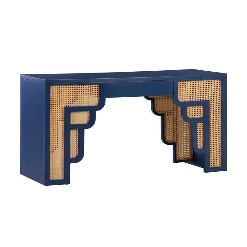 Bureau en rotin tressé avec un tiroir