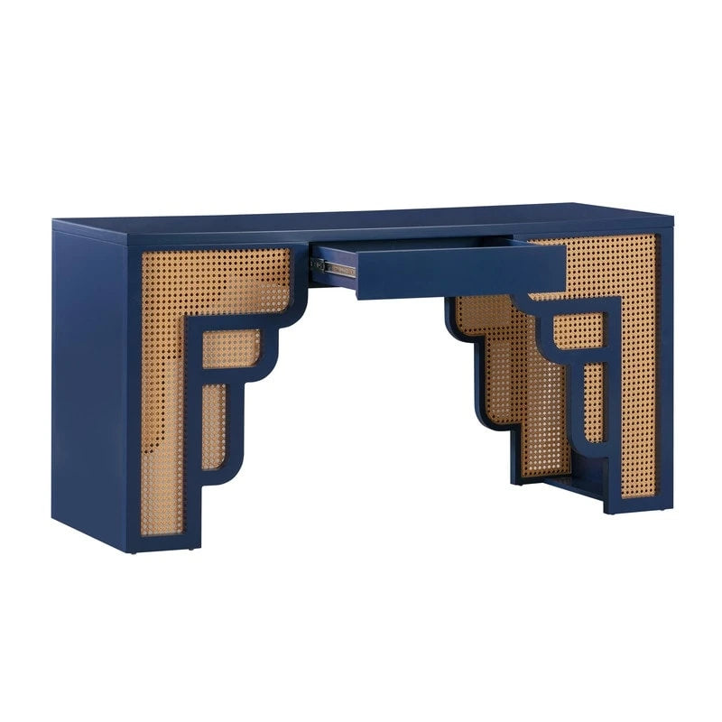 Bureau en rotin tressé avec un tiroir
