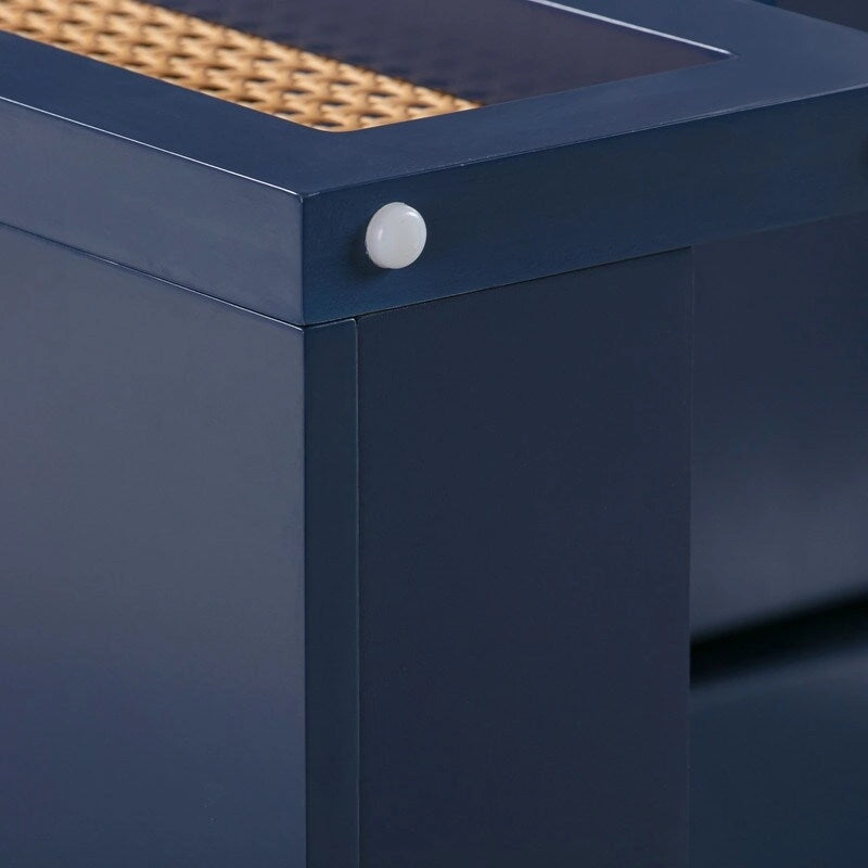 Bureau en rotin tressé avec un tiroir