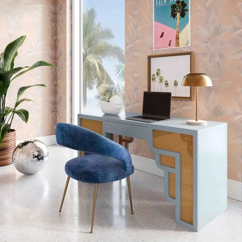 Bureau en rotin tressé avec un tiroir