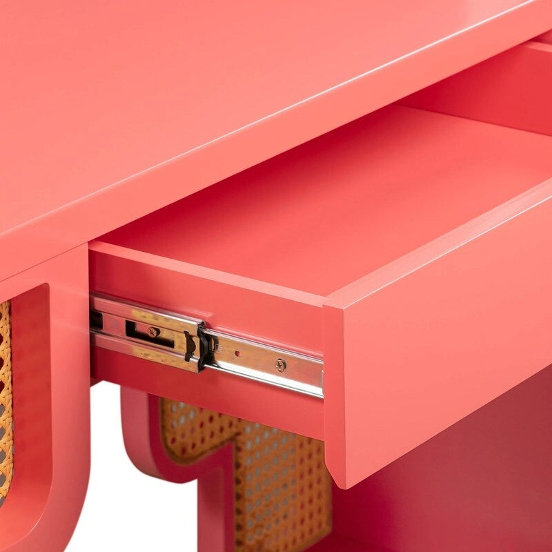 Bureau en rotin tressé avec un tiroir
