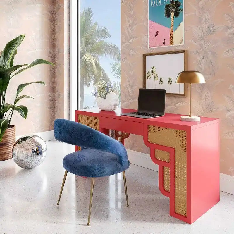 Bureau en rotin tressé avec un tiroir