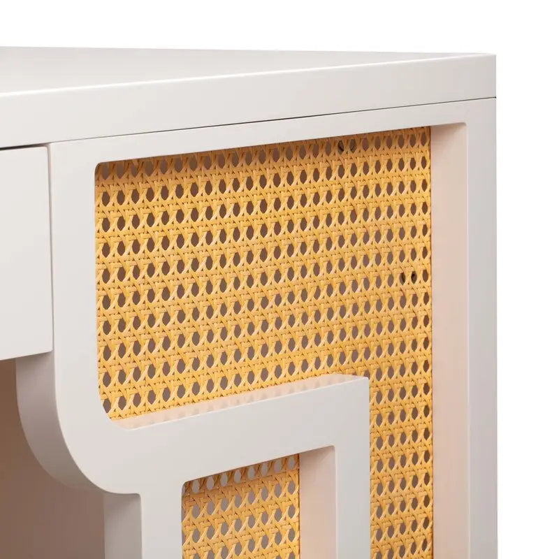 Bureau en rotin tressé avec un tiroir