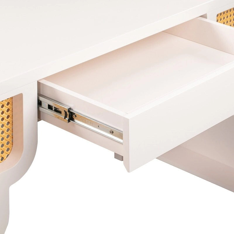 Bureau en rotin tressé avec un tiroir
