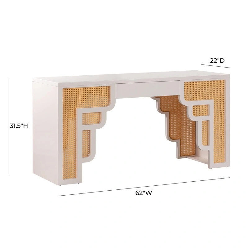 Bureau en rotin tressé avec un tiroir