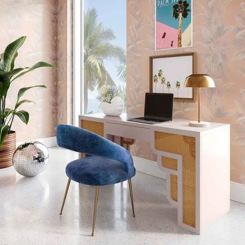 Bureau en rotin tressé avec un tiroir