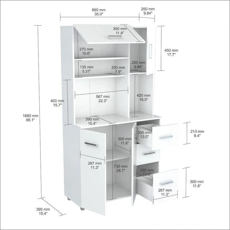 Meuble de rangement blanc pour cuisine