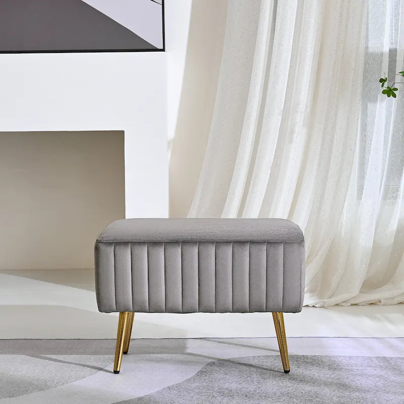 Banc d’entrée moderne rembourré de 24 pouces avec assise en velours