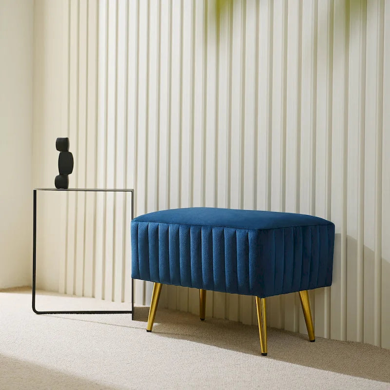 Banc d’entrée moderne rembourré de 24 pouces avec assise en velours