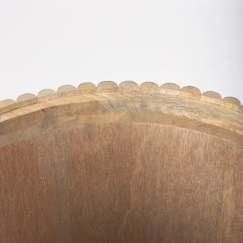 Table d’appoint ronde cannelée en bois massif brun foncé