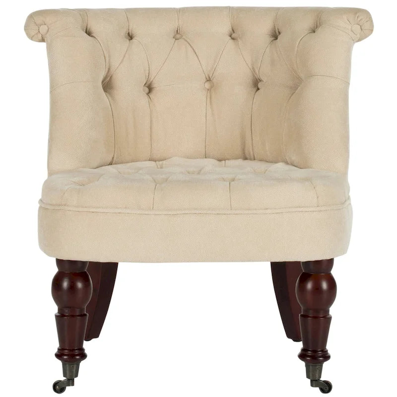 Fauteuil capitonné crème naturel - 26.4 x 24.2 x 27