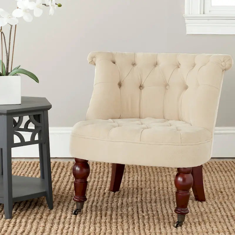 SAFAVIEH Shanell Natural Cream Tufted Chair - 26.4 x 24.2 x 27