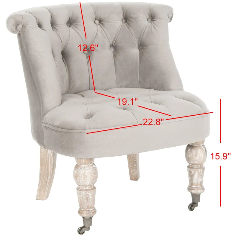 Fauteuil capitonné crème naturel - 26.4 x 24.2 x 27