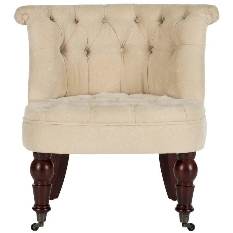 Fauteuil capitonné crème naturel - 26.4 x 24.2 x 27