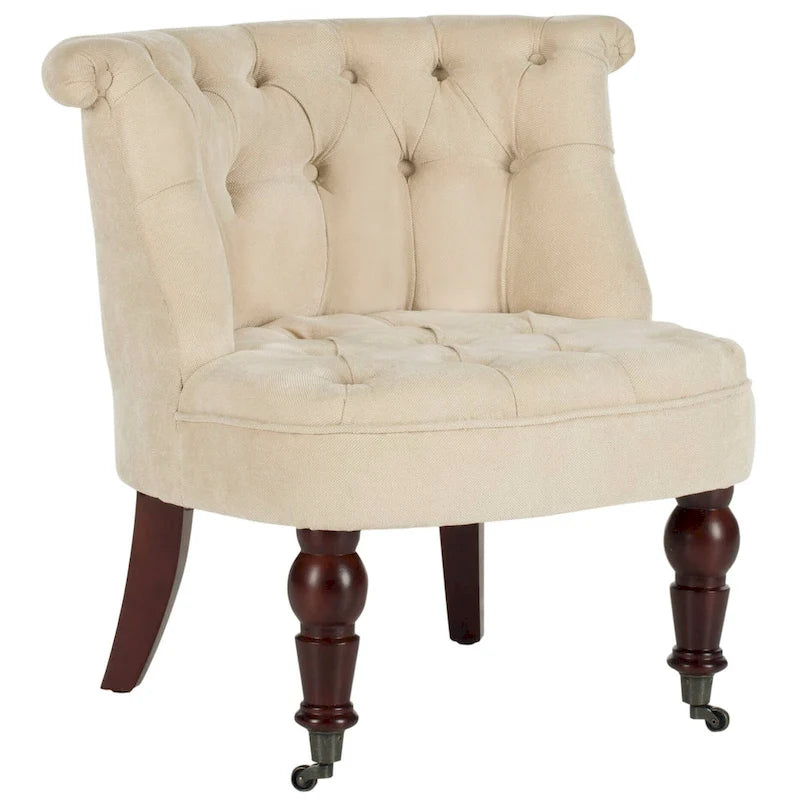 Fauteuil capitonné crème naturel - 26.4 x 24.2 x 27