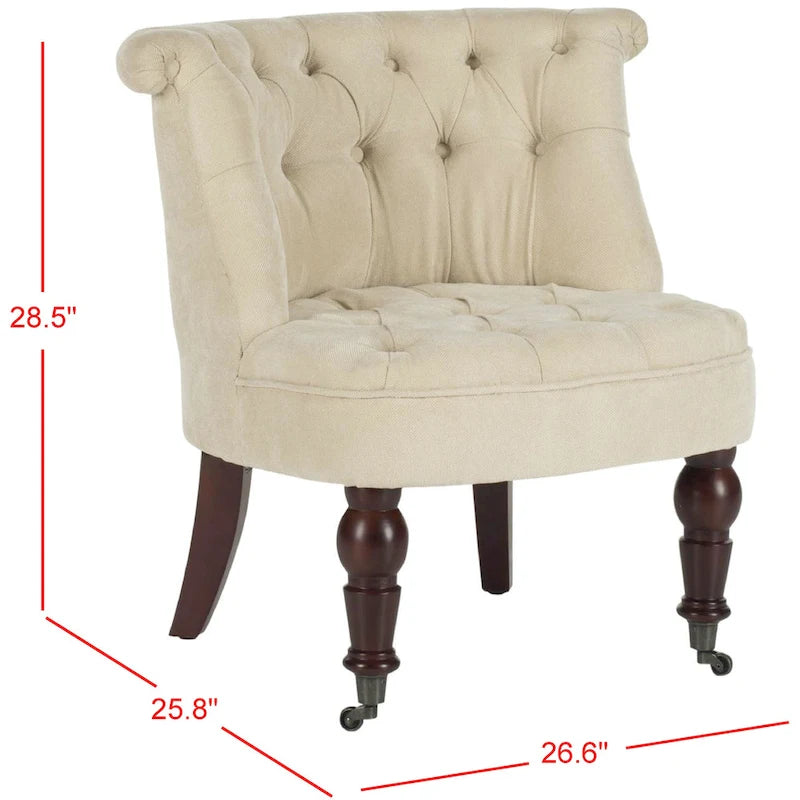 Fauteuil capitonné crème naturel - 26.4 x 24.2 x 27
