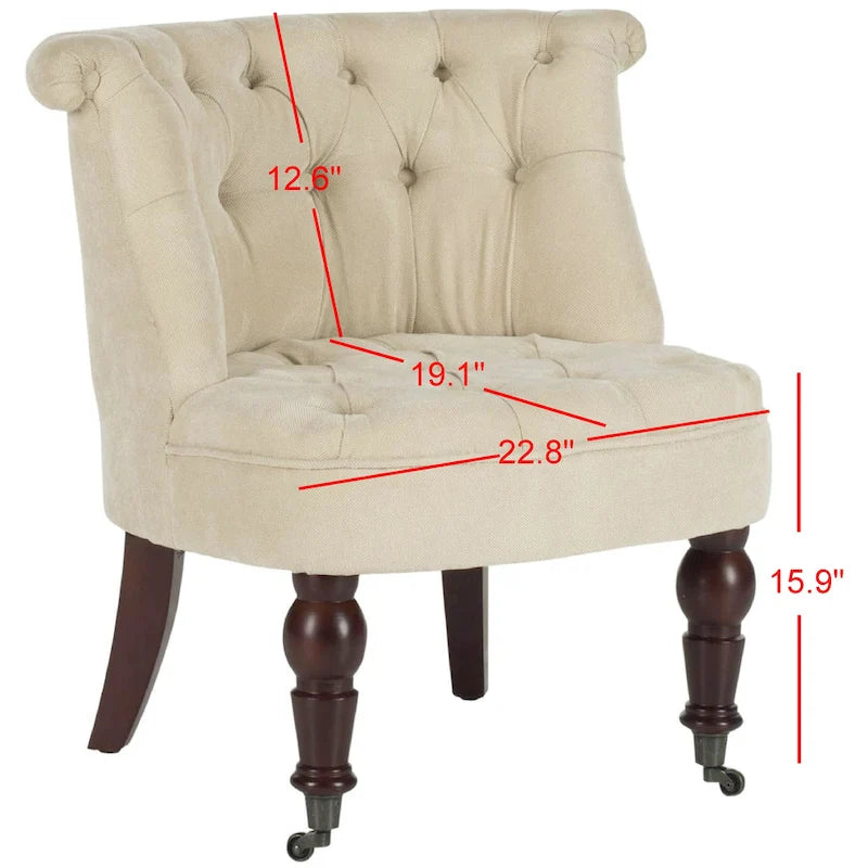 Fauteuil capitonné crème naturel - 26.4 x 24.2 x 27