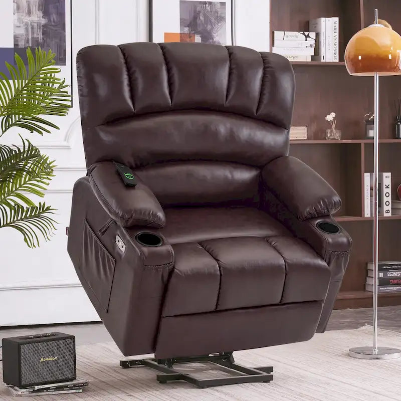 Fauteuil inclinable électrique avec fonction de massage et chauffage, similicuir (largeur moyenne)