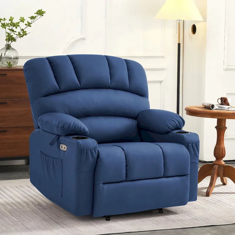 Fauteuil inclinable électrique avec fonction de massage et chauffage, similicuir (largeur moyenne)