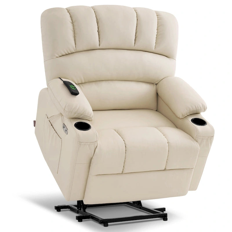 Fauteuil inclinable électrique avec fonction de massage et chauffage, similicuir (largeur moyenne)