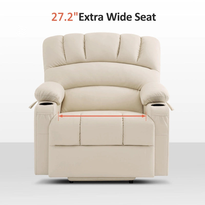 Fauteuil inclinable électrique avec fonction de massage et chauffage, similicuir (largeur moyenne)
