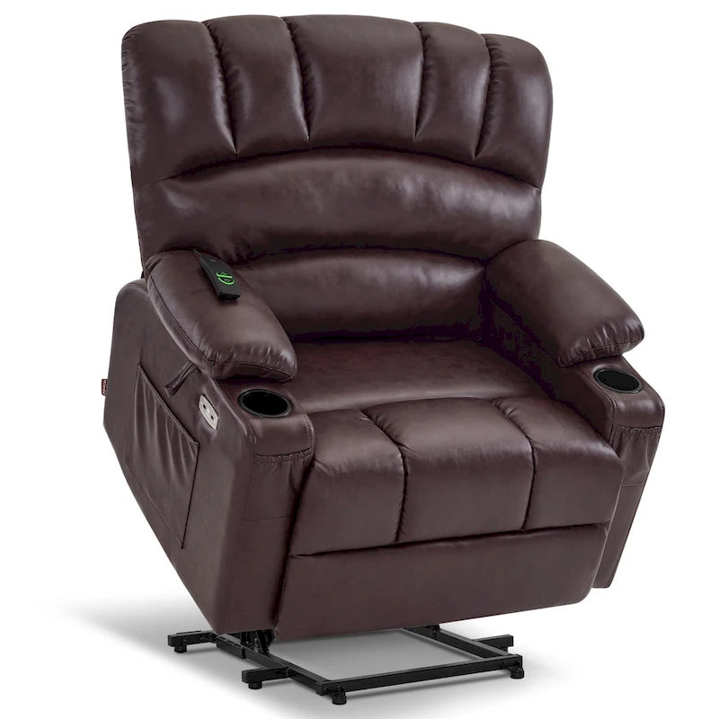 Fauteuil inclinable électrique avec fonction de massage et chauffage, similicuir (largeur moyenne)
