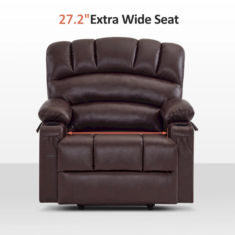 Fauteuil inclinable électrique avec fonction de massage et chauffage, similicuir (largeur moyenne)